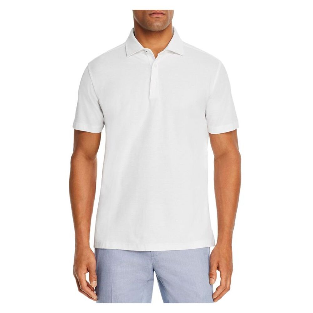 DYLAN GRAY Mens White Short Sleeve Classic Fit Polo S